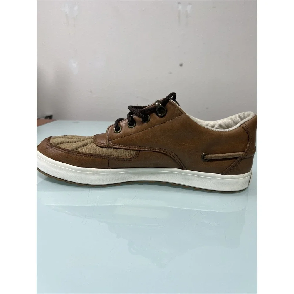 Polo Ralph‎ Lauren Ramiro Men's 9 Brown Leather Canvas Boat Shoes Casual